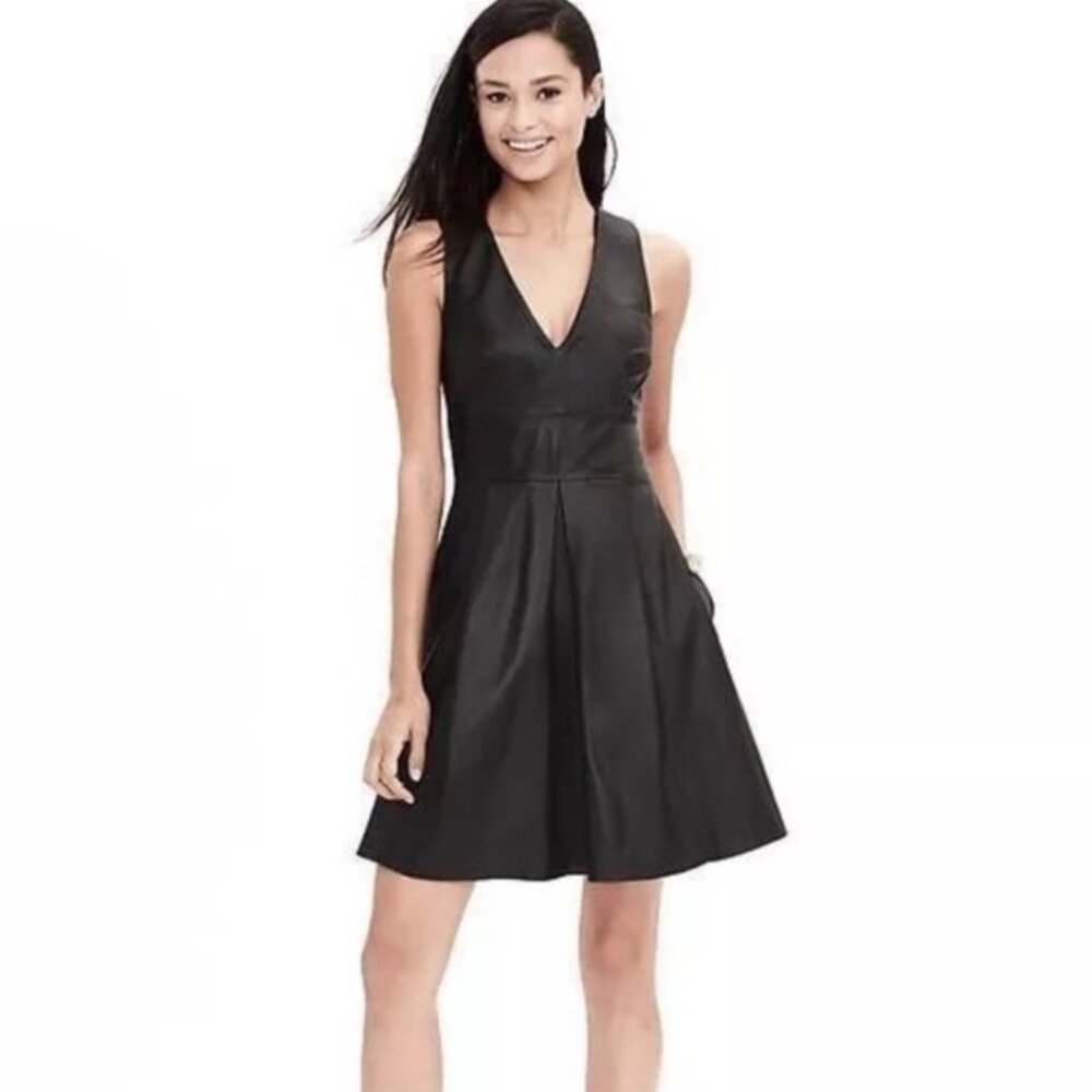 NWOT Banana Republic Monogram Leather Fit & Flare Dress